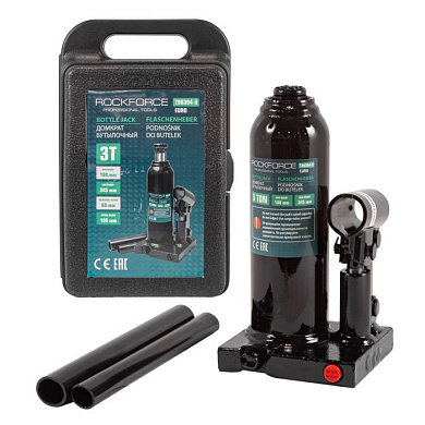 Домкрат бутылочный 3 т с клапаном, 105-345 мм RockForce RF-T90304-S(Euro)