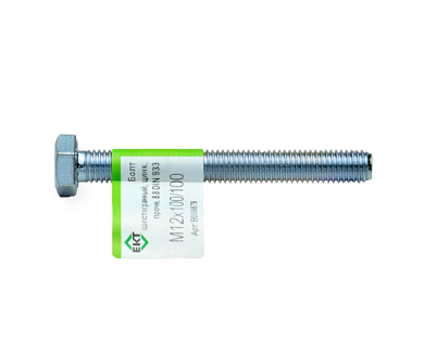 Болт с шестигранной головкой М12х100/100, DIN933, ГОСТ 7798-70, прочн. 8.8, цинк, 1 шт ЕКТ B009879
