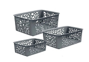 Набор корзин Leaves 3шт, 1,2+2,3+4л, серый Полимербыт 4344804