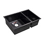 Мойка нерж. сталь, прямоугольная двухчашевая, 750*510мм, черный, универсальная (3,2мм) AKS 79256