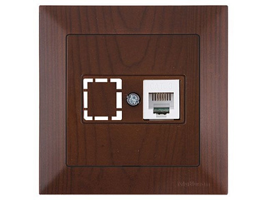 Розетка телефонная 1хRJ12, скрытая, орех, DARIA, Mutlusan 21201250157