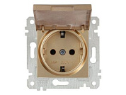 Розетка 1-ая, скрытая, без рамки, с/з, с крышкой, золото, RITA, 16 A, 250 V, IP 20, Mutlusan 22006100280