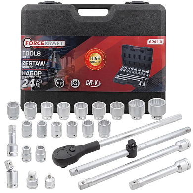 Набор инструментов 24 пр 3/4'' 12-гр ForceKraft FK-6241-9