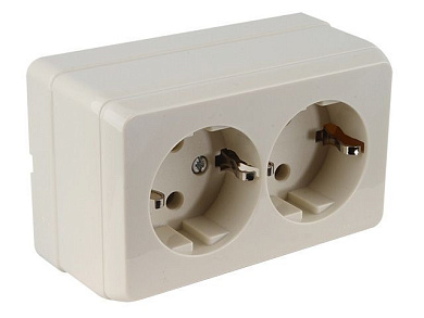 Розетка 2-ая, открытая, с/з, кремовая, BRON, 16 A, 250 V, IP 20, Mutlusan 21602020202