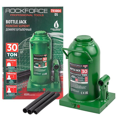 Домкрат гидравлический бутылочный, 30 т с предохранительным клапаном, 255-483 мм RockForce RF-T93004 DS