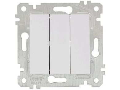 Выключатель 3-клав., скрытый, без рамки, винт. зажим, белый, RITA, 10 A, 250 V, IP 20, Mutlusan 22004090201