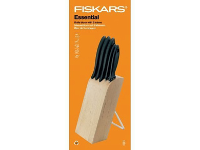 Набор ножей 5 шт. с деревянным блоком Essential Fiskars 1023782