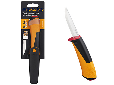Нож ремесленный с точилкой Fiskars 1023620