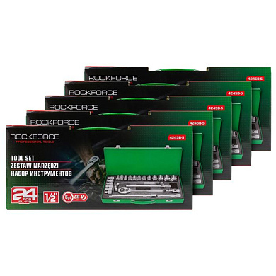 Набор инструментов 24 пр. 1/2'' 6-гр, 5 к-тов RockForce RF-4245B-5 5 K-T