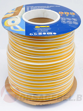 Уплотнитель для окон и дверей тип Р 9х5.5мм/100м белый Vorel 76756