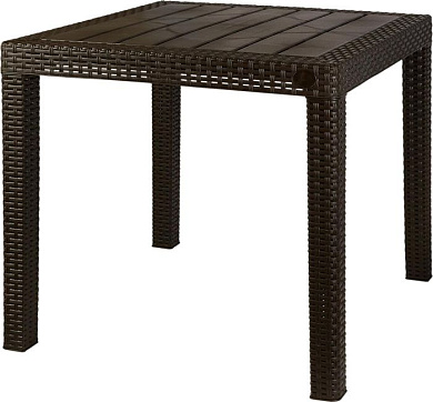 Стол пластиковый малый Rattan 789×789×701мм, горький шоколад Пластик Репаблик ING6183ГШК