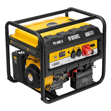 Генератор бензиновый PS 80 E-3, 6.5 кВт, 400 В, 25 л, электростартер Denzel 946954