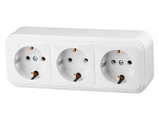 Розетка 3-ая, открытая, с/з, белая, Стандарт, RA16-365-Б, Юпитер JP7410-10