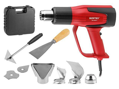 Термовоздуходувка HG 6020-1 в чем. + набор сопл, 2000 Вт, 2 скор., 350-600 °С WORTEX 0334327