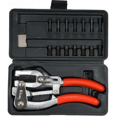 Ручной дырокол для металла с насадками 2-7 мм набор 16пр. Yato YT-18973