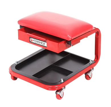 Стул автослесаря с инструментальной полкой на колесах 220х375 мм Forsage F-TR6301