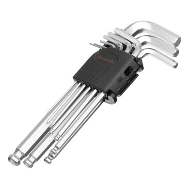 Набор ключей имбусовых HEX, 1,5-10 мм, CrV, 9 шт., удлиненные, сатин, с шаром Matrix 11233