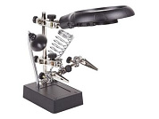 Держатель "Третья рука" с лупой х2.5, подставка под паяльник, LED подсветка REXANT 12-0250