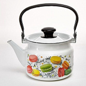 Чайник эмалированный цилиндр 2 л, белый, Цветное печенье Керченский металлургический завод 42704-102/6-У4БлПеч