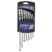 Набор ключей трещоточных с шарниром 8-19 мм, 7 пр. DISEN DSD1509F