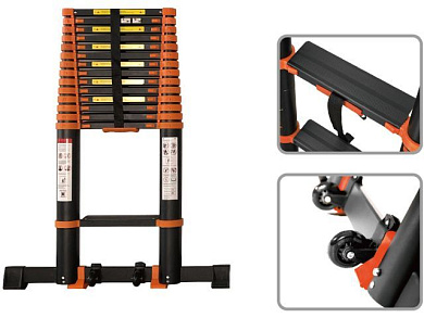 Лестница телескопическая 1-секц. алюминевая 510 см, 13 ступ. 13,5 кг BLACK LINE STARTUL ST9931-051