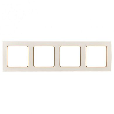 Стокгольм Рамка 4-местная белая с линией цвета шампань EKF PROxima EAM-G-303-20
