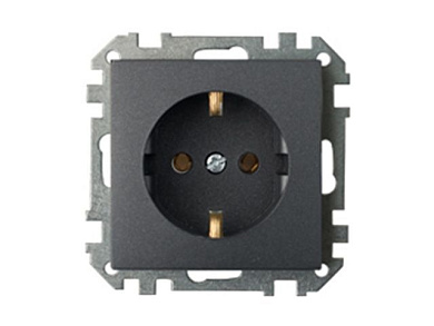 Розетка 1-ая (скрытая, с/з) графит, Стиль, Bylectrica РС16-525гр