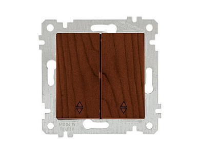 Выключатель проходной 2-клав., скрытый, без рамки, пруж. зажим, орех, RITA, 10 A, 250 V, IP 20, Mutlusan 22004040157