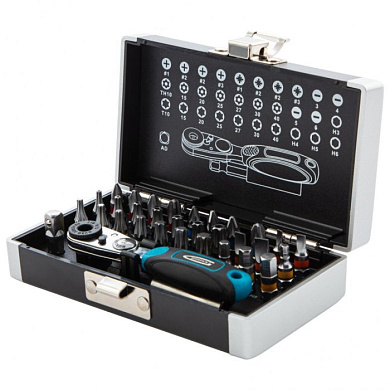 Набор бит SL, PH, PZ, Torx, TorxTR, HEX 1/4'', магнитный адаптер, сталь S2, 33 пр. Gross 11365