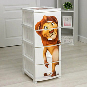 Комод "Декор" "Лев" (монорисунок) 4 секции белый РУССПЛАСТ РП-451 Лев