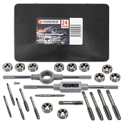 Набор метчиков и плашек метрических 24 пр М5х0.8/0.9, М6х0.75/1.0, М8х1.0/1.25, М10х1.25/1.5, М12х1.5/1.75 Forsage F-M024-1