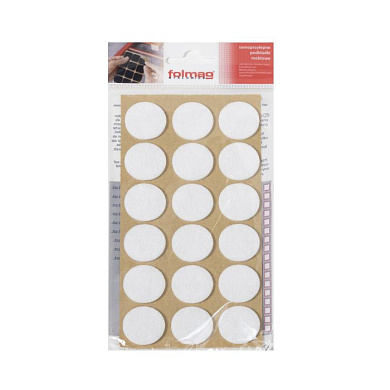 Подкладка самоприлипающая фетровая d25мм (1лист-18шт) белая FOLMAG 110810