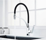 Смеситель для кухни с гибким силиконовым изливом, латунь, хром + черный L4075-2 Ledeme