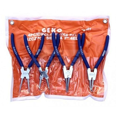 Набор съемников стопорных колец сжим/разжим, прямой/угловой 180 мм 4 пр Geko G01661