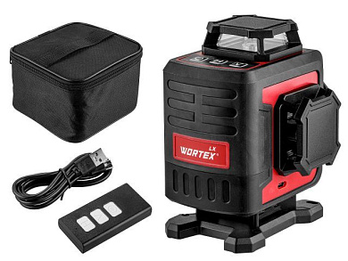 Нивелир лазерный линейный LX LL 0340-2, 4х360°, до 25 м, +/- 0.3 мм/м, зеленый WORTEX 1323751