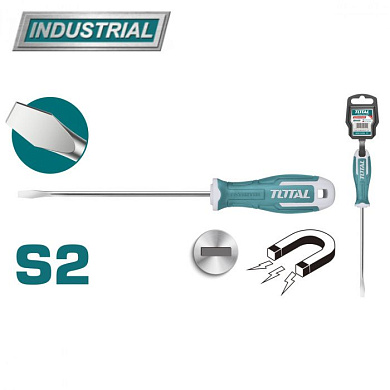 Отвертка шлицевая, магнитная SL8 150 мм TOTAL THT268150