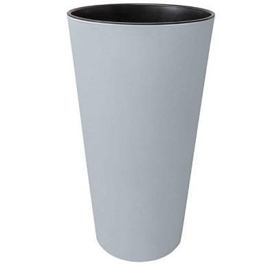 Кашпо для цветов со вставкой "КАМЕЛИЯ", h=260, d=140, вставка 130 мм, серо-голубой Гарденпласт 00225