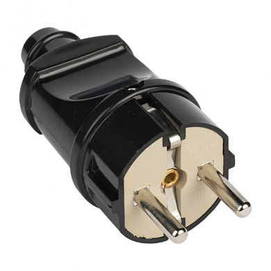 Вилка прямая с/з черн, 16А 250В EKF PROxima AVP16-30