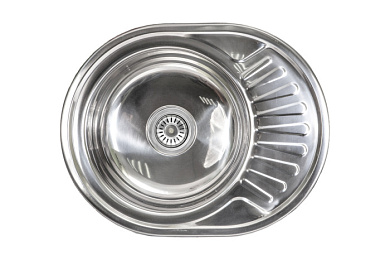 Мойка нерж. сталь, овальная одночашевая, 570*450мм, полированный хром, врезная (0,8мм) AKS 32689