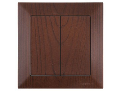 Выключатель 2-клав., скрытый, винт. зажим, орех, DARIA, 10 A, 250 V, IP 20, Mutlusan 21204020257