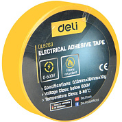 Изолента ПВХ "Deli",130 мкм, желтый