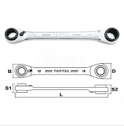 Ключ накидной 4 в 1 Toptul серия ABAD