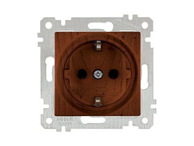 Розетка 1-ая, скрытая, без рамки, с/з, орех, RITA, 16 A, 250 V, IP 20, Mutlusan 22006000257