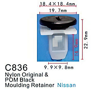 Клипса для крепления внутренней обшивки а/м Ниссан пластиковая, 100 шт Forsage C0836(Nissan)