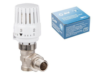 Кран вентильный для радиатора 1/2''х3/4'' под евроконус с термоголовой AV Engineering AVE298512