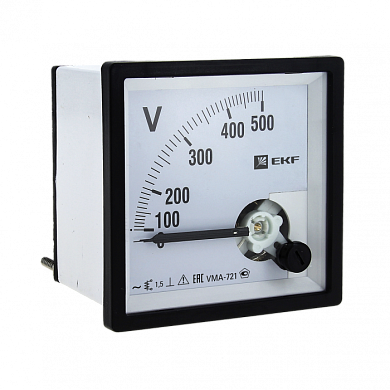 Вольтметр VMA-721 аналоговый на панель (72х72) квадратный вырез 500В прямое подкл, EKF PROxima vma-721-500