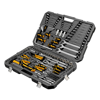 Набор инструментов 1/4"&3/8"&1/2", CrV, S2, пластиковый кейс, 144 предмета Denzel 15805