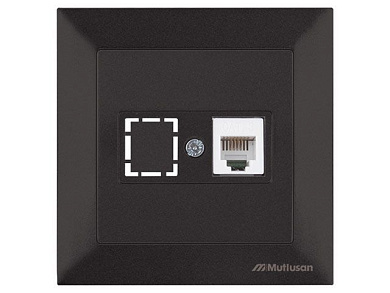 Розетка телефонная 1хRJ12, скрытая, черная, DARIA, Mutlusan 21201250184