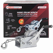 Лебедка ручная барабанная, 1130 кг, стальной трос, диаметр троса-4.5 мм, длина троса - 10 м ForceKraft FK-KB-S-2500