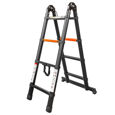 Лестница-стремянка телескопическая алюм. бытовая 1.3+1.3м, 4+4 ступ. RockForce RF-UP130-M